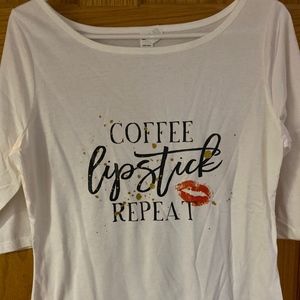 3/4 SLEEVE COFFEE, LIPSTICK, REPEAT